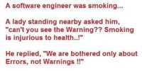 software engineer warning and error